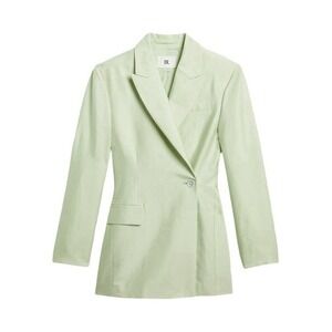 Banana Republic Blazer Womens 8 Light Green Hourglass Italian Viscose Linen NWT